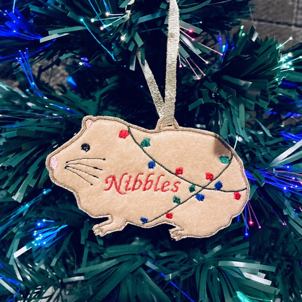 Embroidered & Personalized Guinea pig ornaments/ Gift Tags