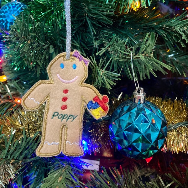 Personalized Felt Gingerbread boy or girl Autism Awareness ornaments