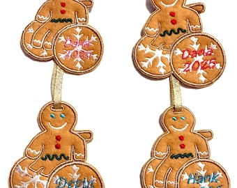 Personalized Felt Gingerbread boy or girl with wheelchair ornaments