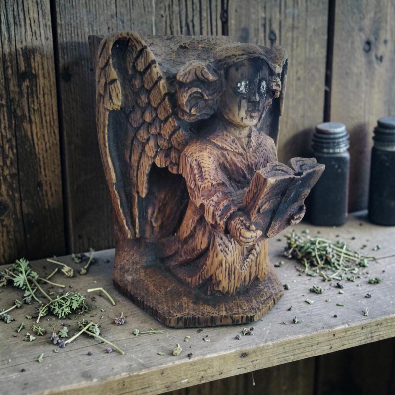 Antique Wood Angel - Etsy