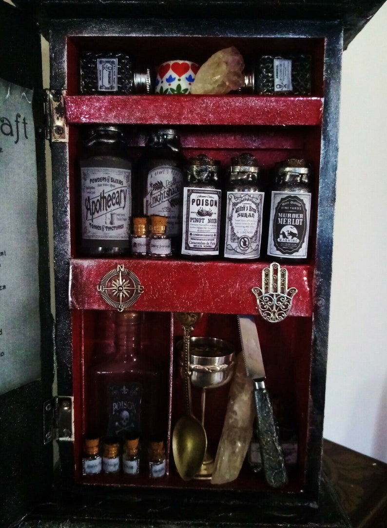 Apothecary wood and pewter witches spell Etsy