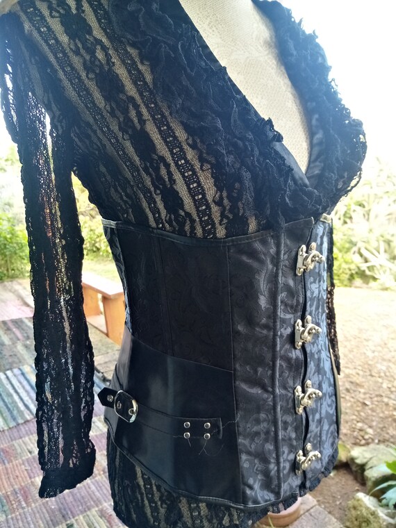 Black waist corset, waspie, lace up with stretch l