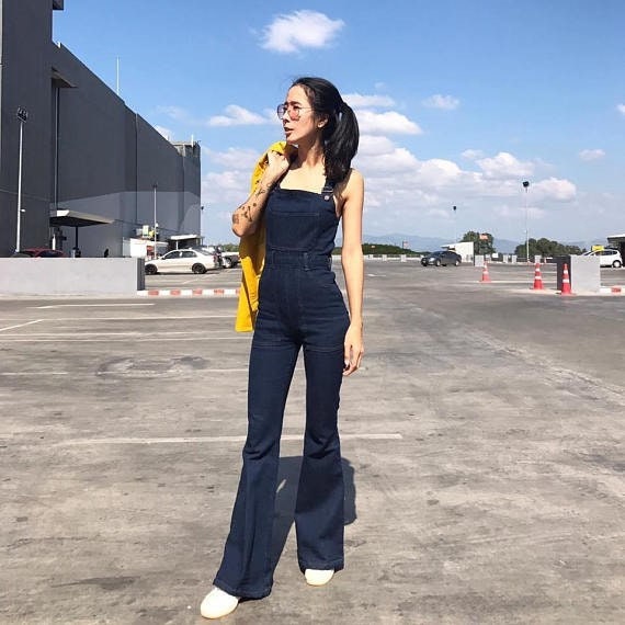 Women's Jeans Denim Jumpsuit/overall High Waisted Bell Bottoms