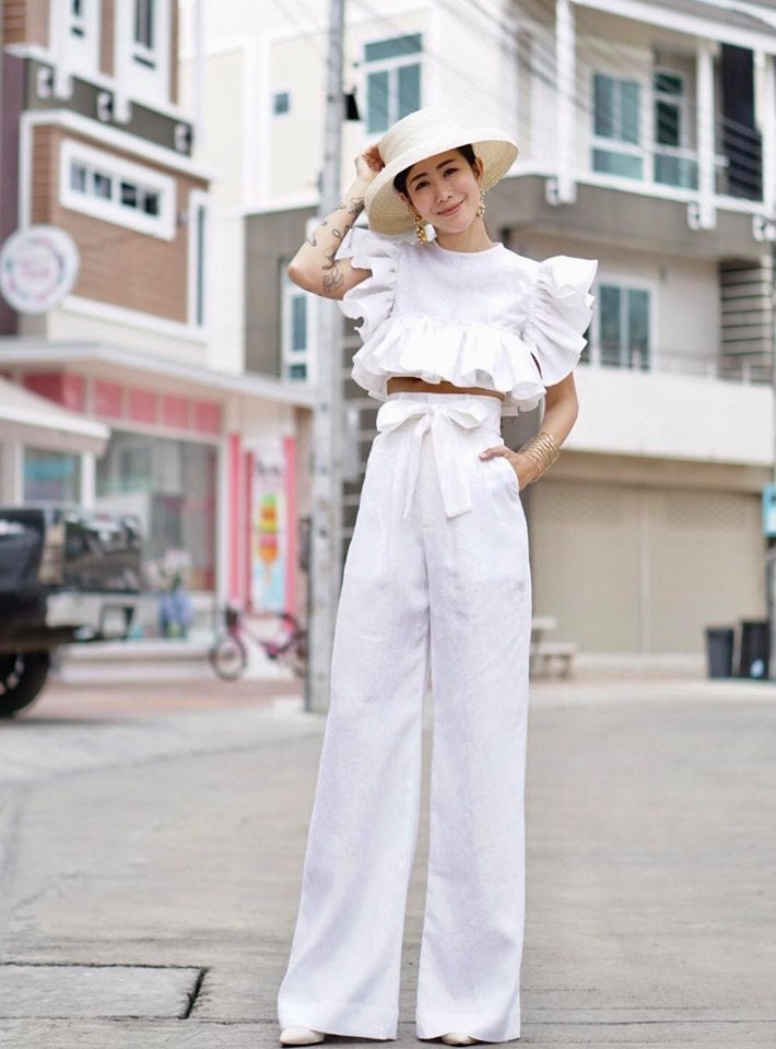 High Waisted Linen Wide Leg Trousers: Vintage 70s Style - Etsy High Waisted Linen Wide Leg Trousers: Vintage 70s Style - Etsy