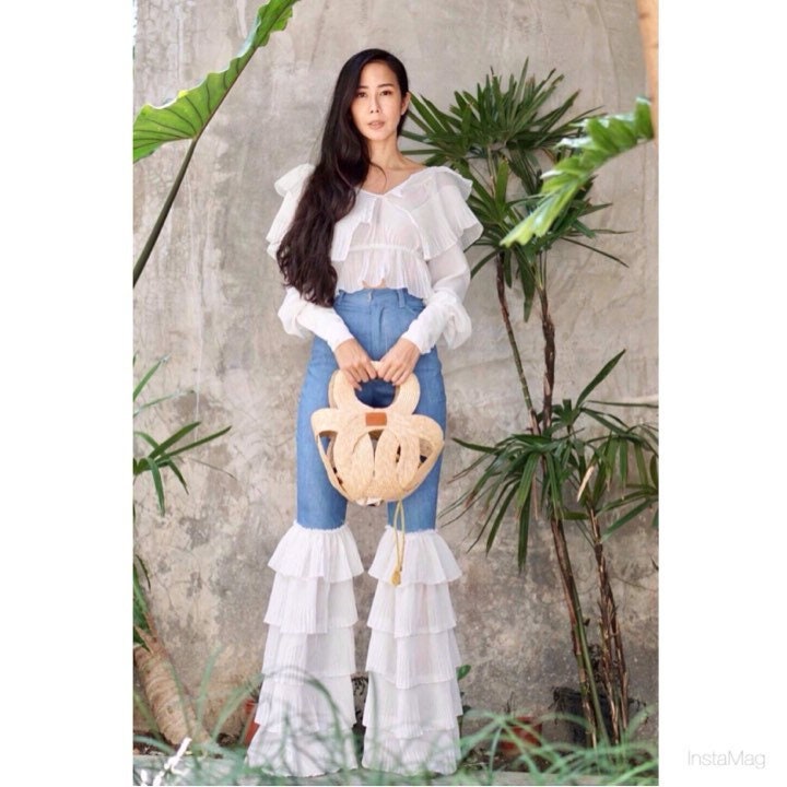りんご　RUFFLE DETAIL DENIM PANTS 2サイズ eaphi RUFFLE DETAIL DENIM PANTS