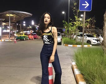 High Waisted Bell Bottom Jeans - 70s Retro Flare Pants