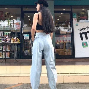 Women's Summer Casual High waist Jeans Bow Tie Ankles Pants / Baggy Trousers Tied Ankle/Loose Trouser. image 3