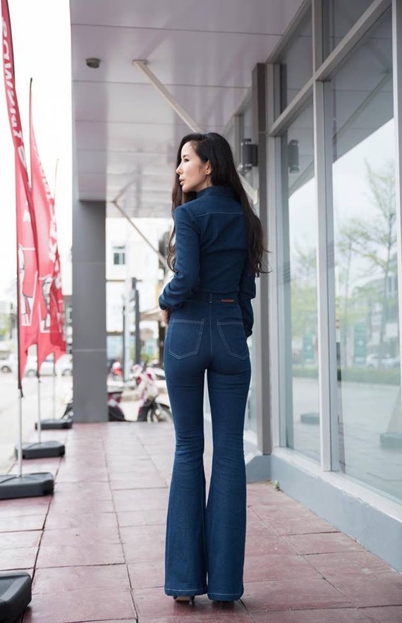 Women's Denim Matching Set / High Waisted Bell Bottom - Etsy UK