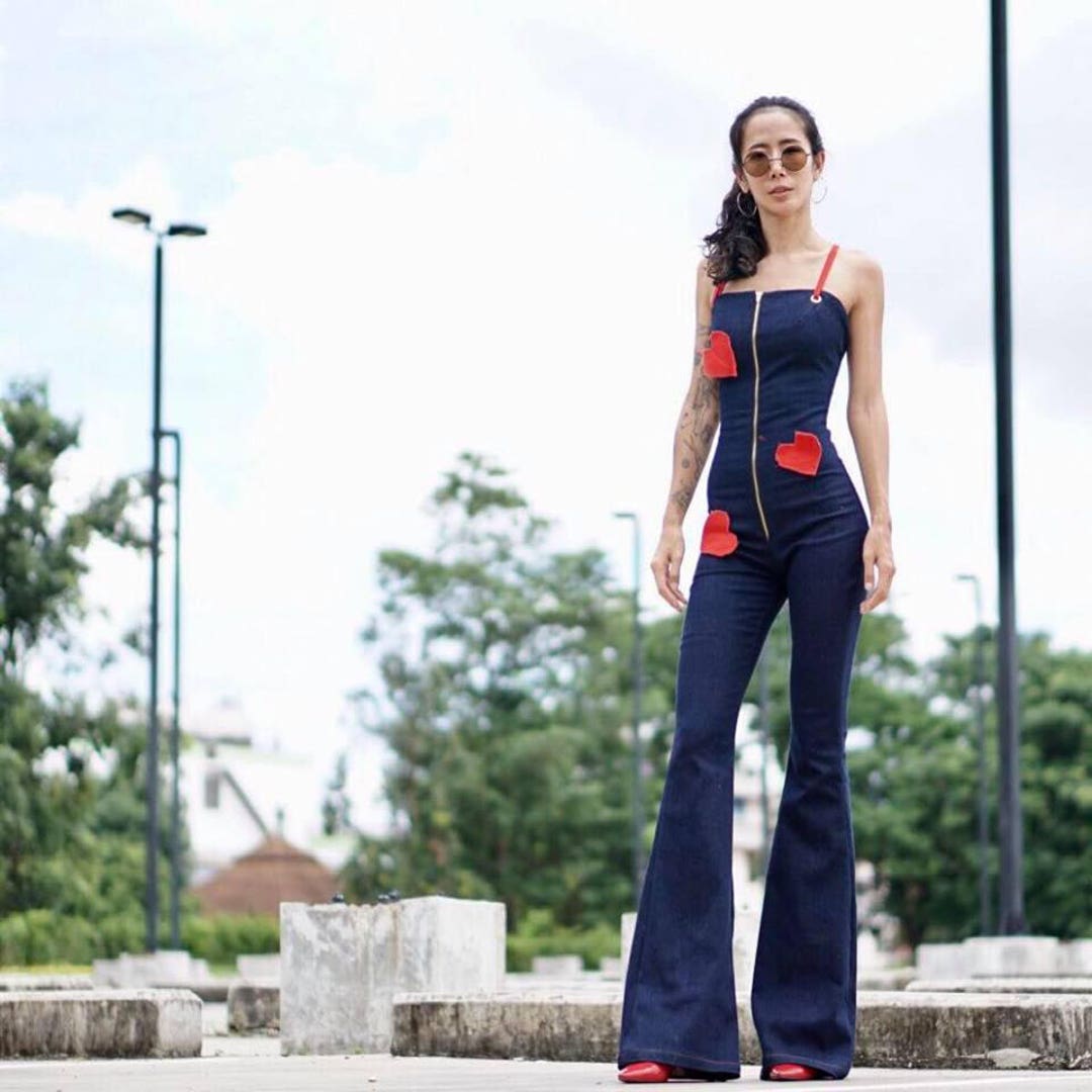 Women's Sexy Summer Jeans Denim Jumpsuit/romper With Red - Etsy