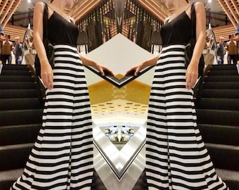 Striped Wide Leg Pants, High Waisted 70s Style