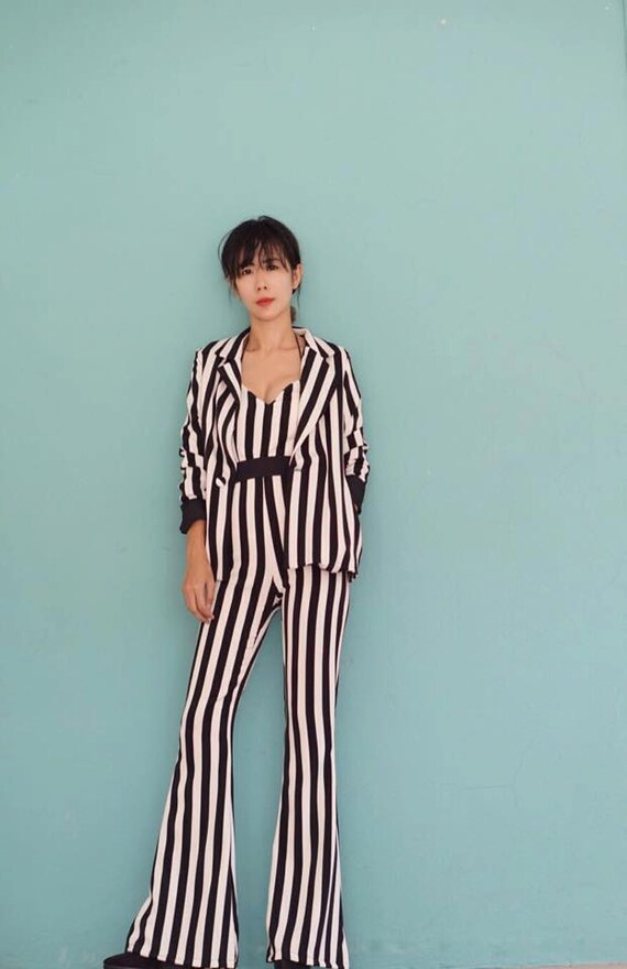 Striped Bell Bottom Jumpsuit, Handmade 70s Style - Etsy
