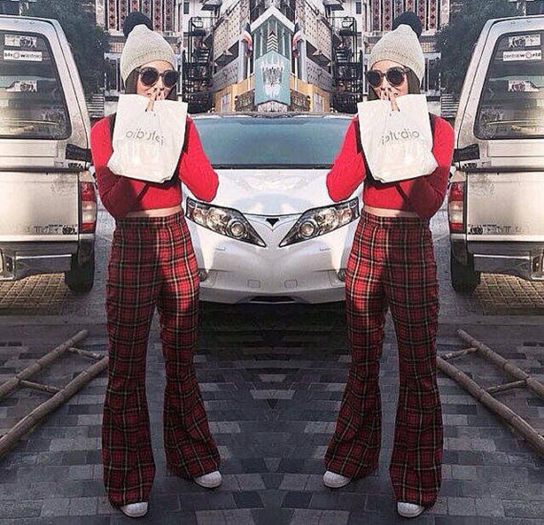 パンツ 70s SEARS plaid flared slacks 70s ビンテージ Sears PUT ON SHOP ブロック チェック フレア