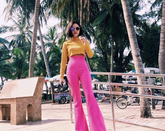 Pantalones acampanados de cintura alta - Estilo años 70