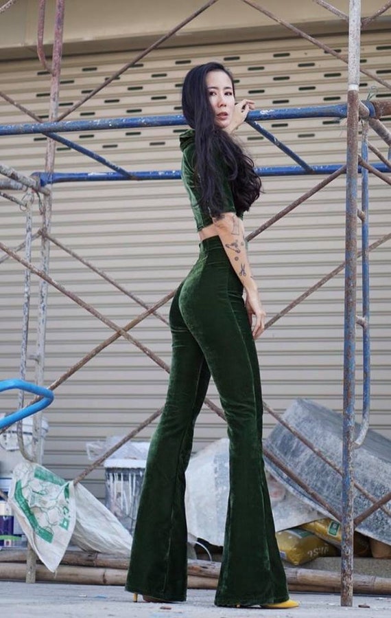 The Label Life Sage Green Flare Fit Flared Pants