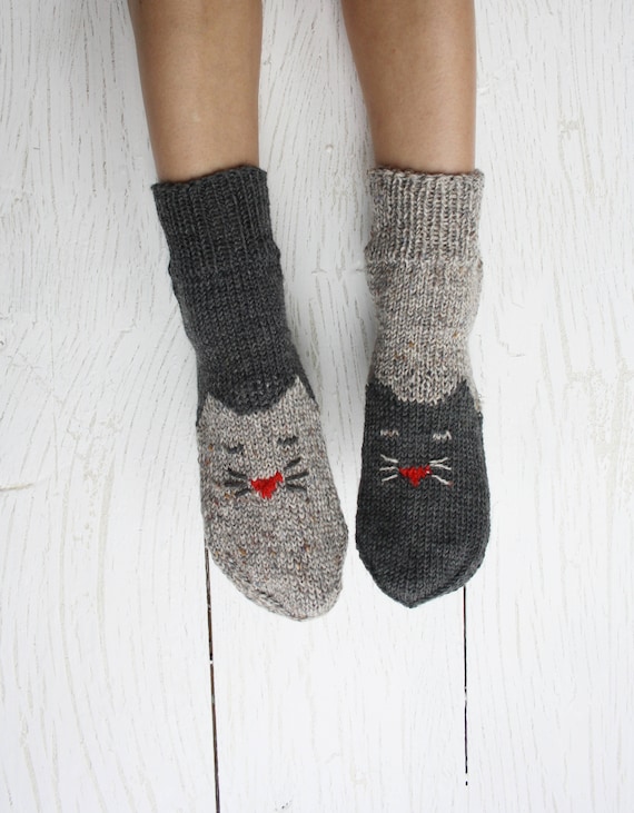 Socken stricken Socken Katze Tier Socken gestrickte Katze ...