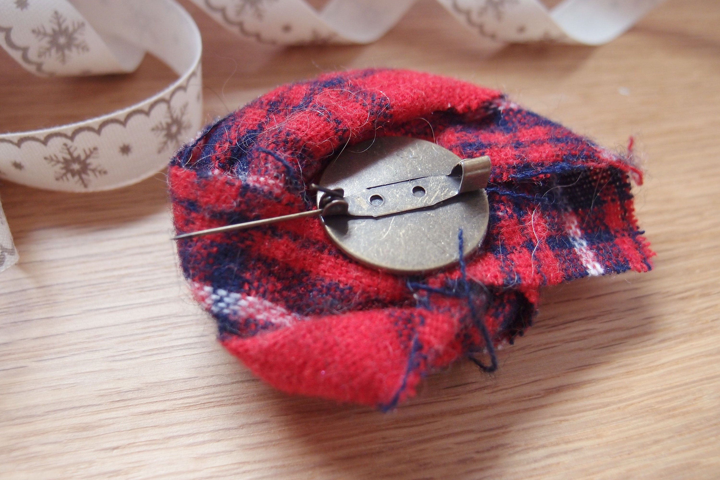 Red Jacket Brooch Flowershaped Brooch Tartan Brooch Etsy Canada