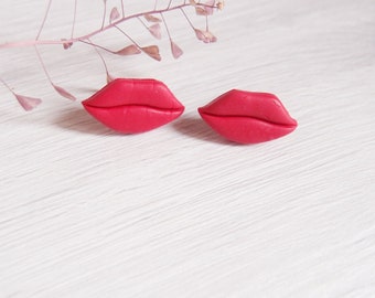 Orecchini Labbra rosse con bacio di San Valentino.