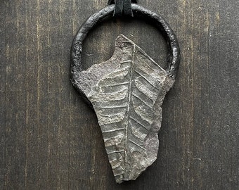 Large Fossilized Fern Leaf Pendant - SIGIL {SKÓGUR} Collection