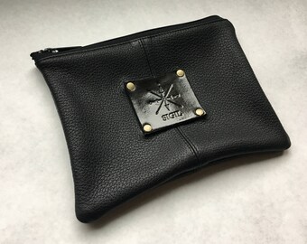 Deer Hide Leather Pouch:  All Black