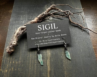 Pair of Dark Green Kyanite Dangle Earrings - SIGIL {SKÓGUR} Collection