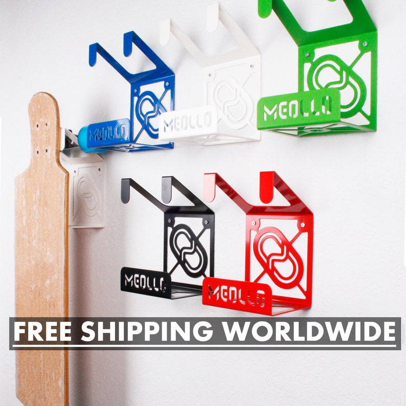 WALL LONGBOARD RACK / Longboard Shelf / Longboard Hanger / Longboard Holder / Longboard Hook / Longboard Perch / Longboard Rack / Bracket image 1