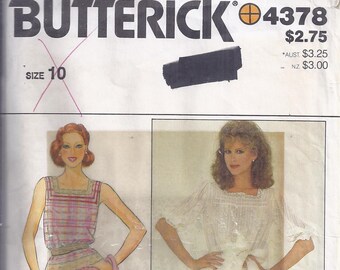 Butterick Sewing Pattern 4378 from the 1980's. Misses Top and Flared Skirt. UNCUT, Bust 32 1/2