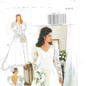 Butterick Pattern # 4501 from the 1989. Misses Bridal Gown with Flared Skirt. Bust 31 1/2-34.  Size 8-12.  UNCUT