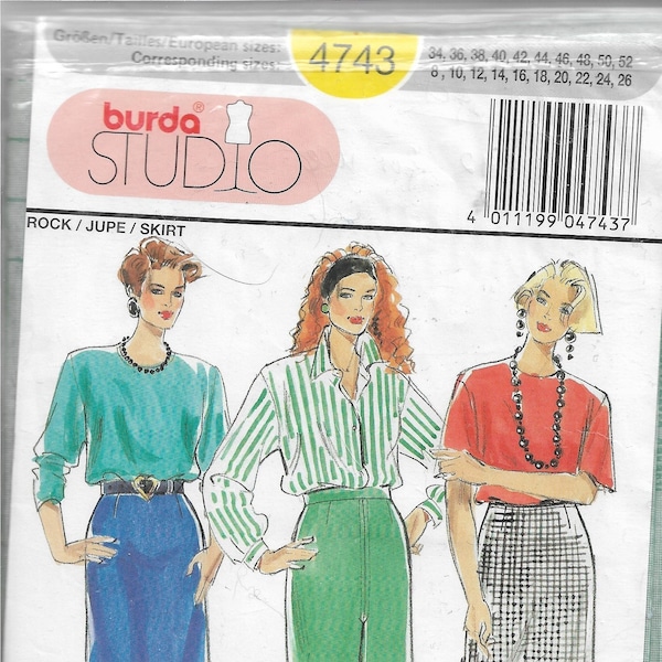 Burda Sewing Pattern 4743.  Misses Skirt.  Sizes 8-16.