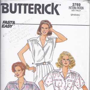 Butterick Sewing Pattern # 3769 from 1986.  Misses Loose fitting Blouse.  Bust 30 1/2-32 1/2. Sizes 6-10.