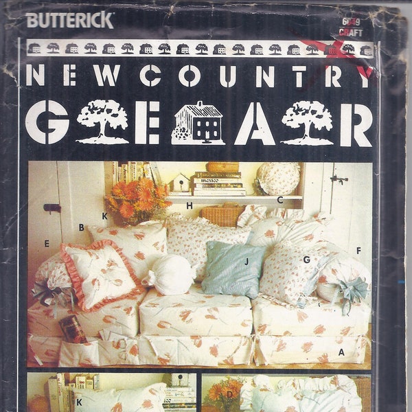 Butterick Crafts 6049.  New Country Gear: Pillows and Bed Caddy.   UNCUT