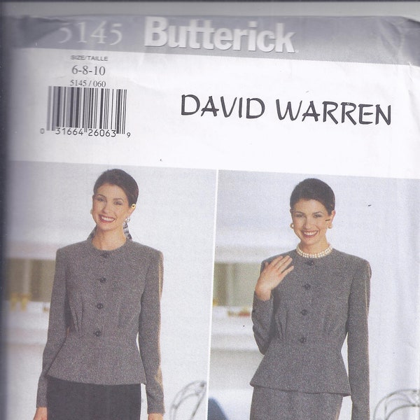 Butterick 5145 Sewing Pattern from 1997. Misses Lined Jacket, Tapered Skirt and Pants.  Bust 30 1/2-32 1/2  Sizes 6-10. UNCUT.  David Warren