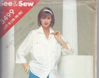 Butterick # 5499 Sewing Pattern  from 1986:  Misses Shirt and Pants  Bust 36-40.  UNCUT  See and Sew