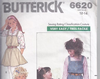 Butterick 6620 Sewing Pattern from 1988. Girls' Jumper, Jumpsuit and Shirt. Chest 30-32