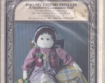 Amity Publications Pattern 016 from 1986.  My Friend Phyllis: Quilters Companion Doll.  28" Doll, Clothing and Accessories