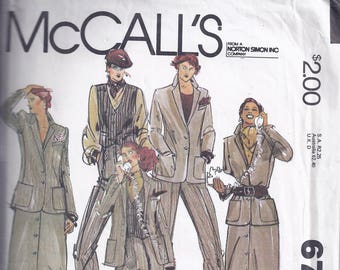 McCalls Pattern #6724 from  1979  Misses Lined Jacket, Vest, Skirt and Pants  Bust 34
