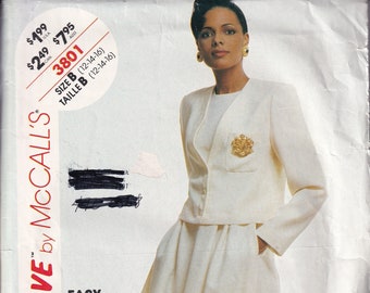 McCalls Pattern # 3801 from 1988.  Stitch 'n Save Sewing Pattern.  Misses Cropped Jacket and Flared Skirt. Bust 34-38.  Sizes 12-16 UNCUT