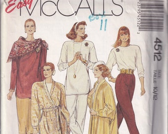 McCalls Pattern # 4512 from 1988.  Misses Jacket, Belt, Tops, Skirts, and Pants for Stretch Knits. Bust 32 1/2 34.  Sizes 10-12.  UNCUT