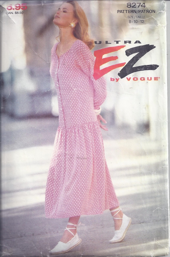 vogue drop waist dress pattern V8814 | Misses' Drop-Waist Dresses