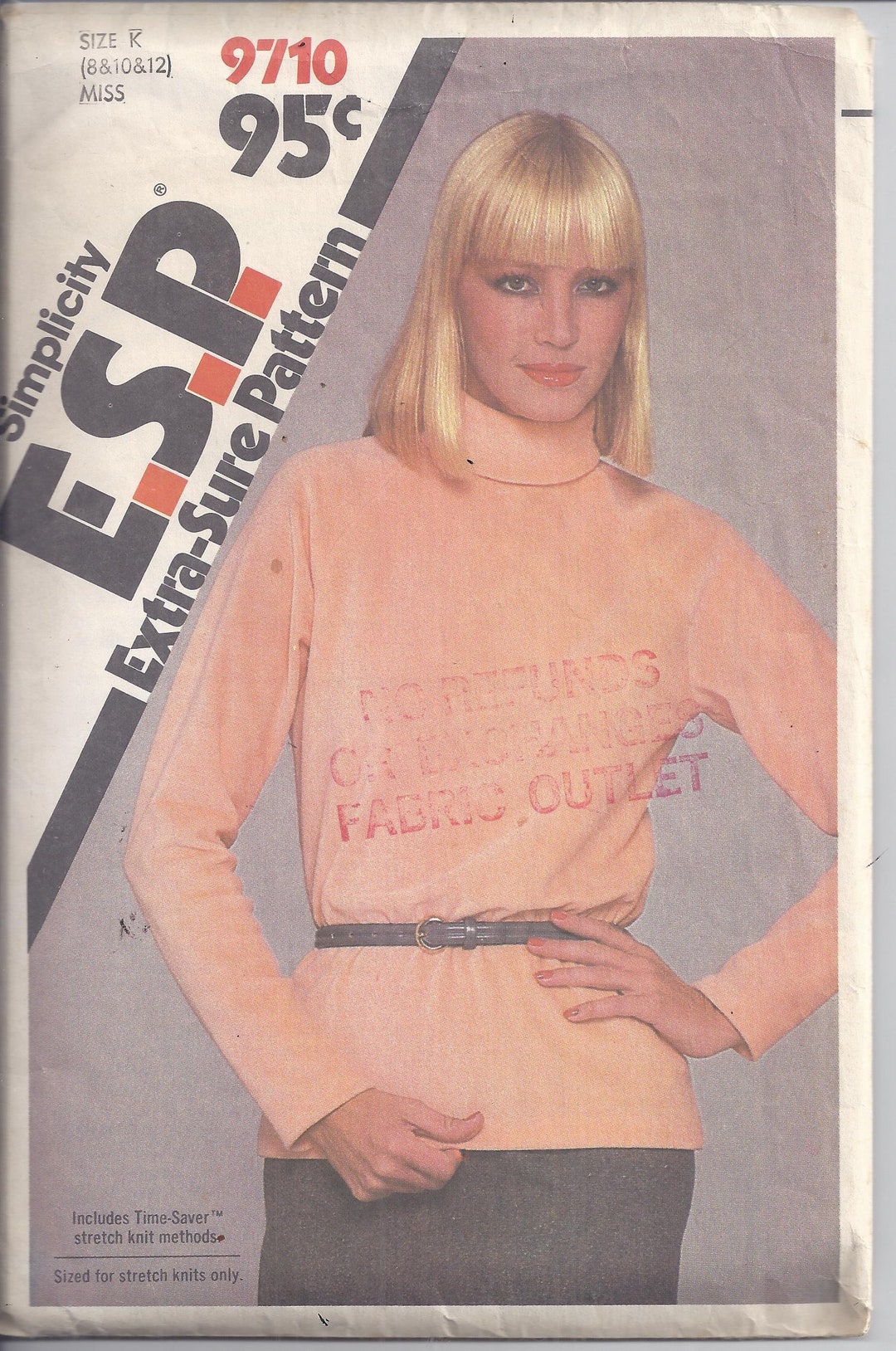 Simplicity Pattern # 9710 From 1980 Misses Turtleneck Top.. Bust 31 1/2 ...