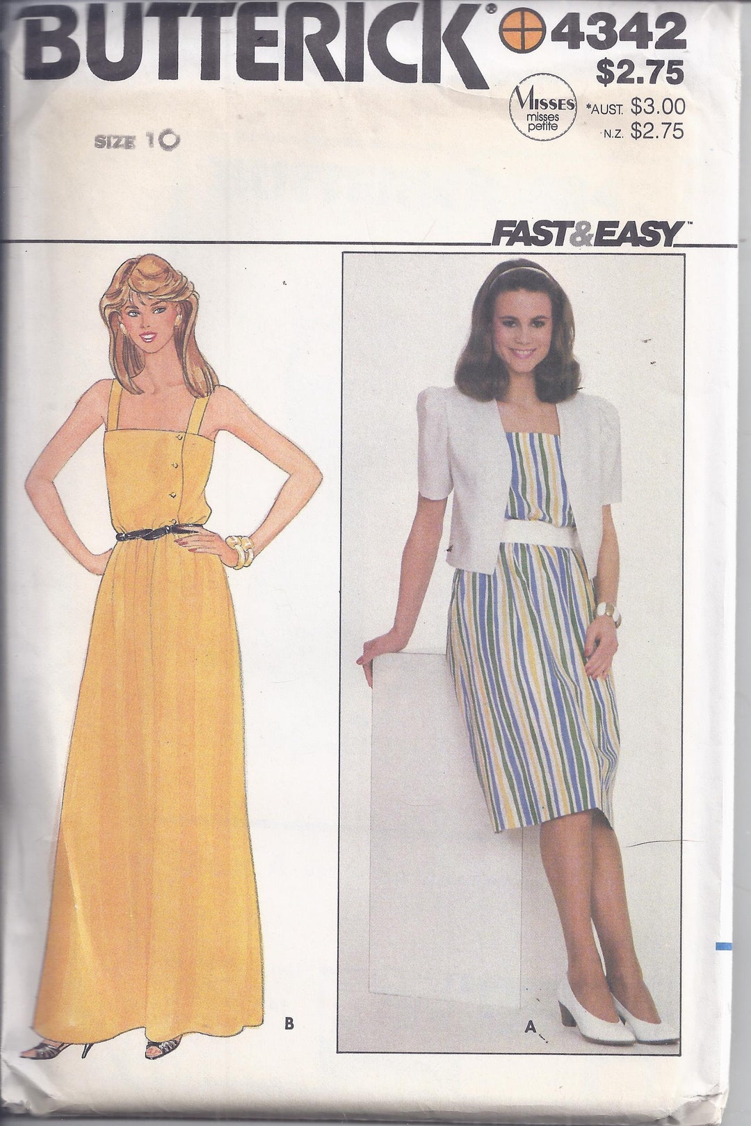 4342 Pattern Butterick Pattern # 4342 From 1980's. Misses Jacket and Dress. Bust 32 ...