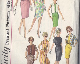 Simplicity Sewing Pattern 4842 from the early 1960s.  Misses' One-Piece Dress and Jacket  "7 day Ensemble", Simple to Make.  Bust 36