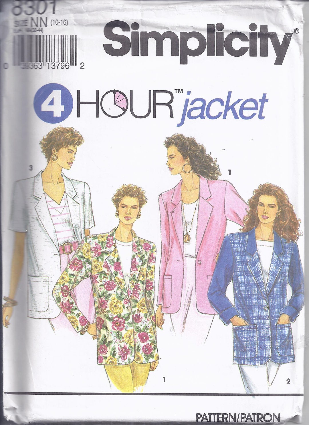 Simplicity 8301 From 1993 Sewing Pattern for Misses Jacket With ...