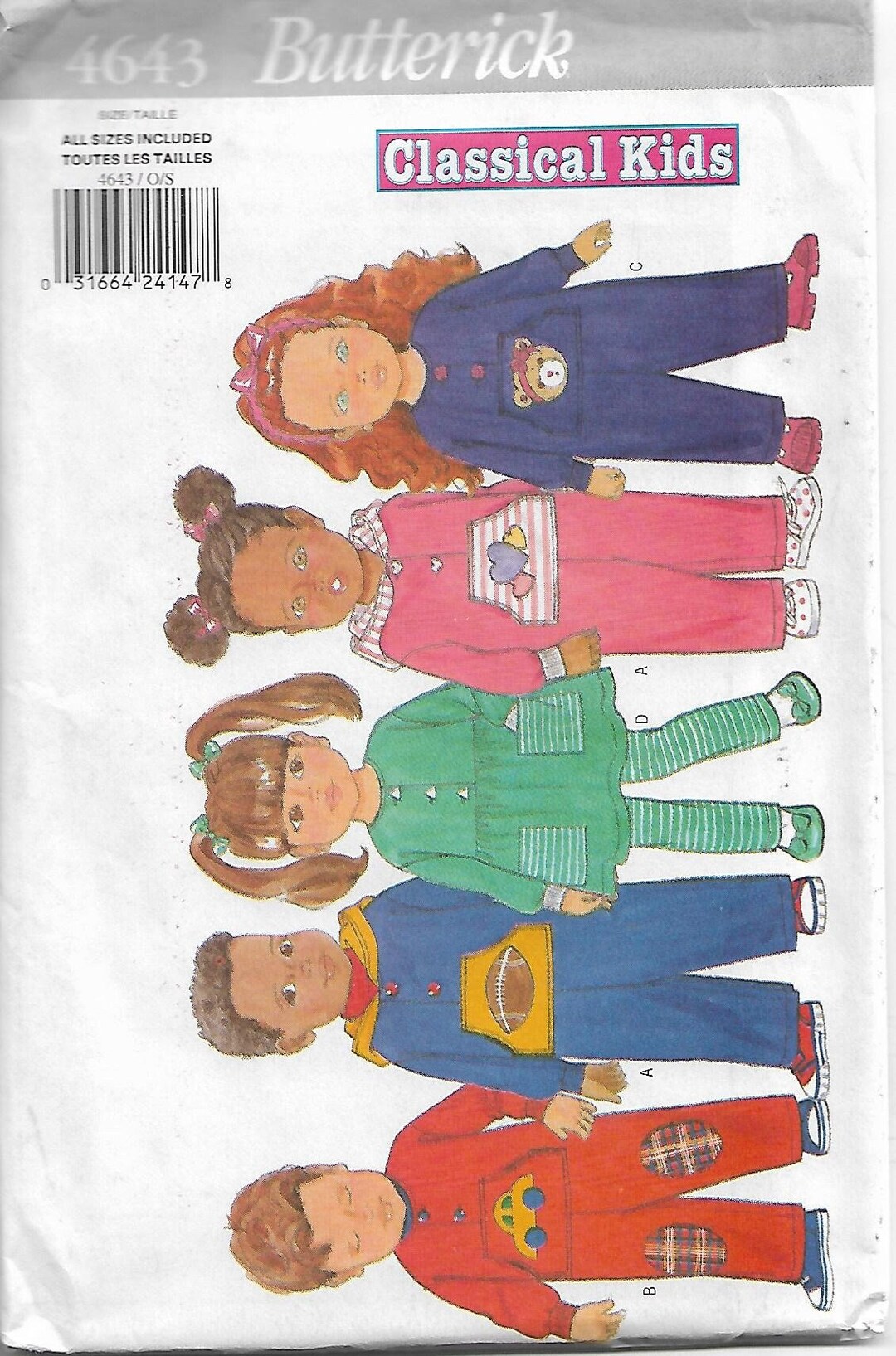 Butterick Sewing Pattern # 4643 From 1990's. Toddlers Jumpsuit, Top and ...