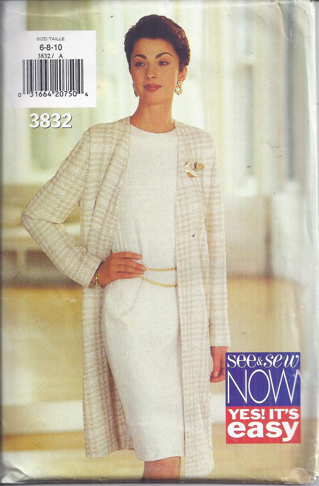 Butterick 3832 Sewing Pattern From 1994. Misses Long Jacket and Dress ...