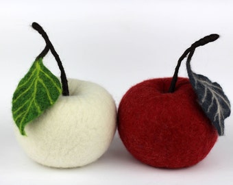 Big white apple felted home decor