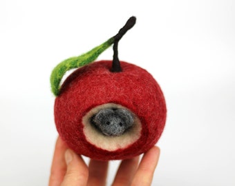 Photo props apple and mouse felted