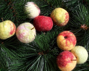 3x felted little apple, autumn decor