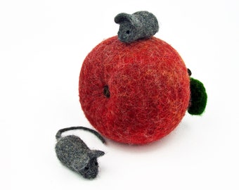 Christmas gift Felt apple red mice felted decoration Home decor Home ornament gift for mom gift girlfriend