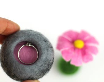 Will you marry me Alternative ring box Proposal ring holder Marry me box Romantic proposal Wedding ring case Cosmea felted Felt fiber art