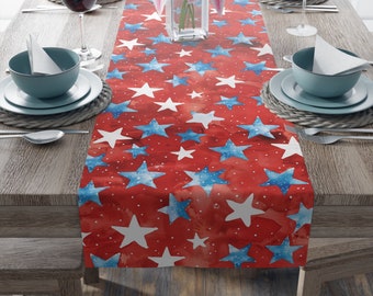 USA Theme Party, American Stars Tablecloth, 4th of July Decor Table Runner, Red White Blue Patriotic Party Decor, July Fourth Party Decor